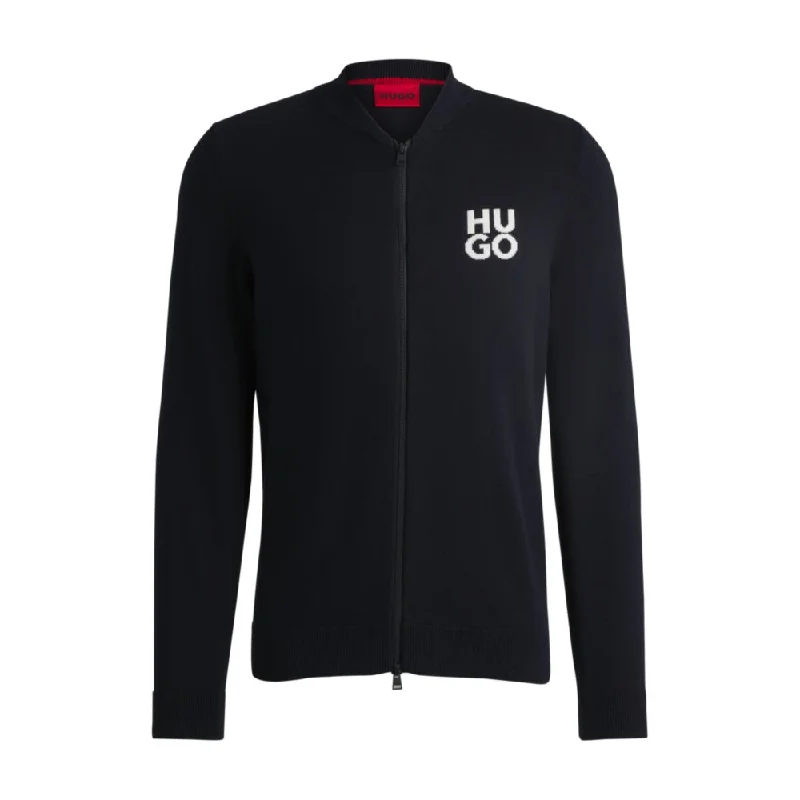 Simple Elegance Zip-up cardigan in cotton with stacked logo