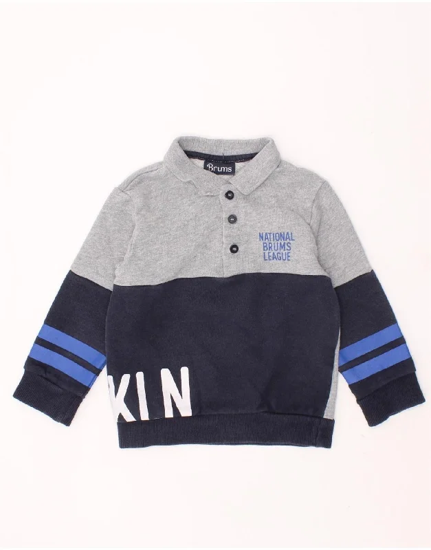 Design Perception BRUMS Baby Boys Graphic Polo Neck Sweatshirt Jumper 12-18 Months Navy Blue