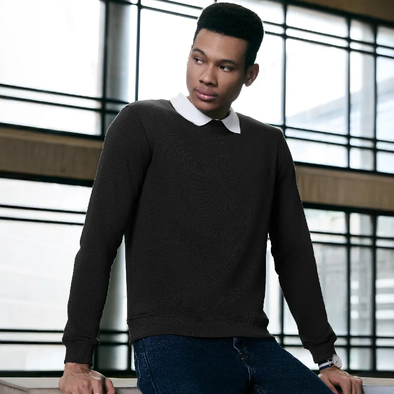 Elegant And Lazy Neo French Terry Cotton-Blend Sweatshirt Pitch Black