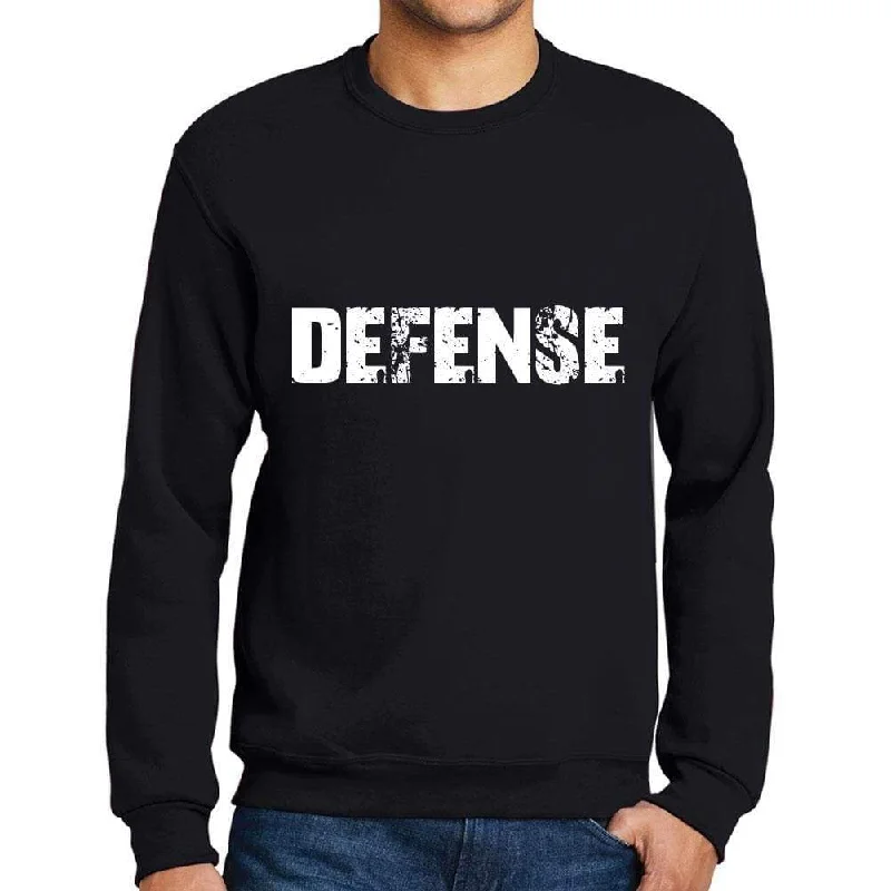 Cute Style Men's Printed Graphic Sweatshirt Popular Words DEFENSE Deep Black