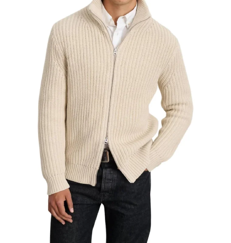 Integrated Design Wright Chunky Cotton Cardigan In Cream