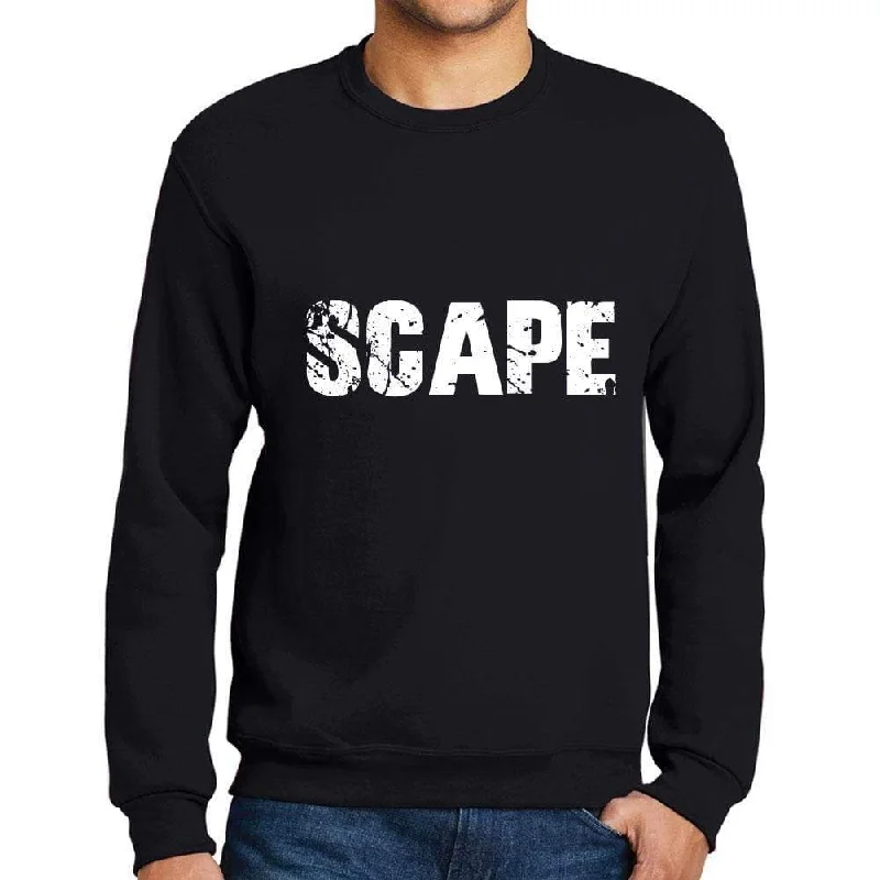 Fashion Elements Men's Printed Graphic Sweatshirt Popular Words SCAPE Deep Black