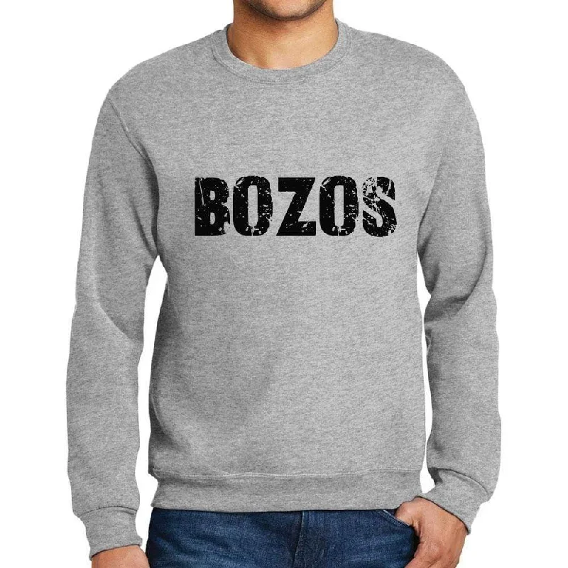 Elegant Comfort Men's Printed Graphic Sweatshirt Popular Words BOZOS Grey Marl