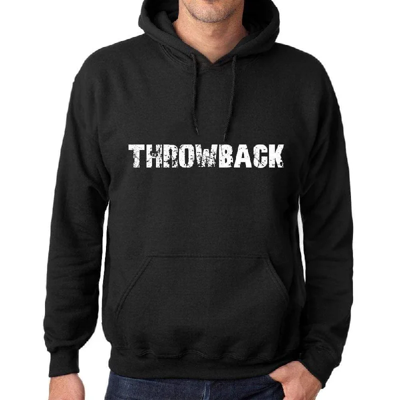 Versatile Comfort Wear Men's Women's Unisex Printed Graphic Cotton Hoodie Soft Heavyweight Hooded Sweatshirt Pullover Popular Words THROWBACK Deep Black