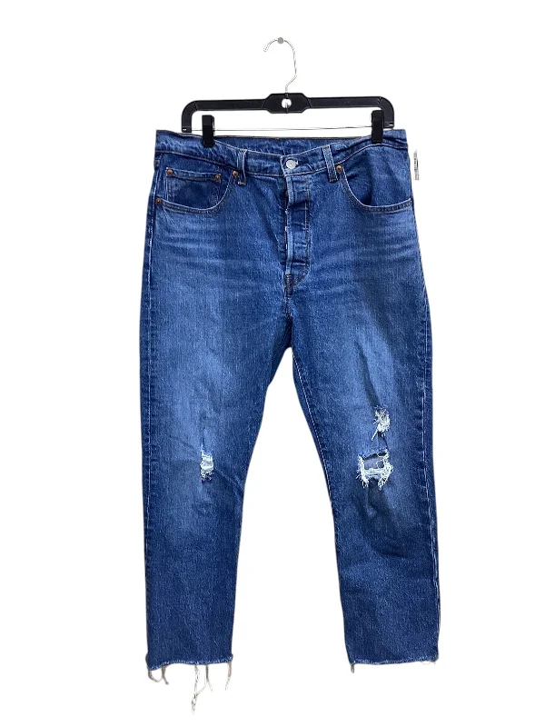 High Street Style Jeans Straight By Levis In Blue Denim, Size: 14