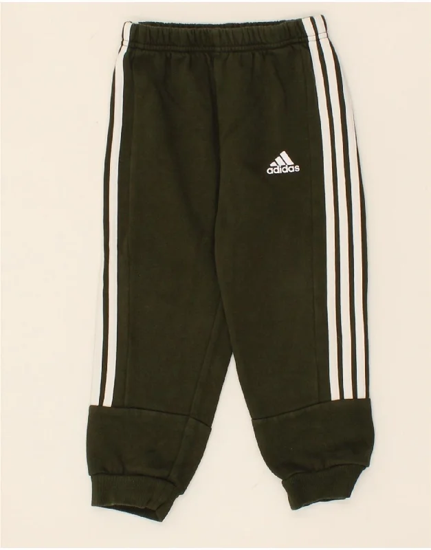 Minimalism ADIDAS Boys Tracksuit Trousers Joggers 2-3 Years Khaki Cotton