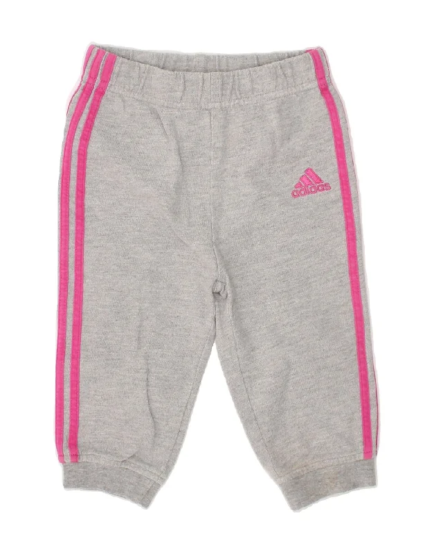 Casual Chic Looks ADIDAS Baby Girls Joggers Tracksuit Trousers 6-9 Months Grey Cotton