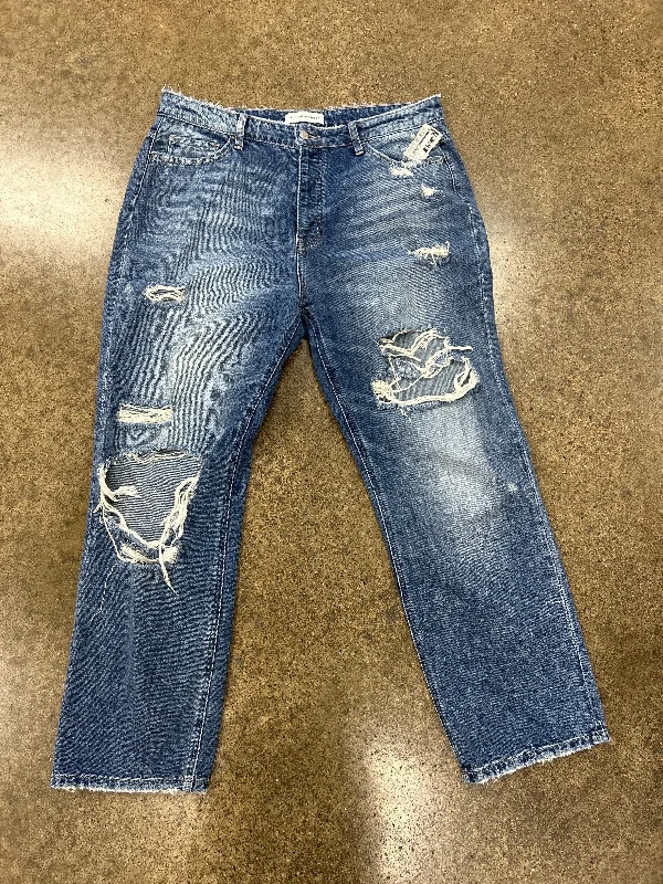 Cute Style Jeans Straight By Flying Monkey In Blue Denim, Size: 14