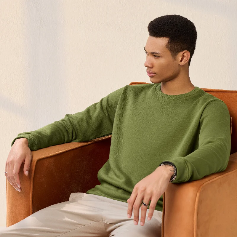 Soft Casuals Neo French Terry Cotton-Blend Sweatshirt Olive Green