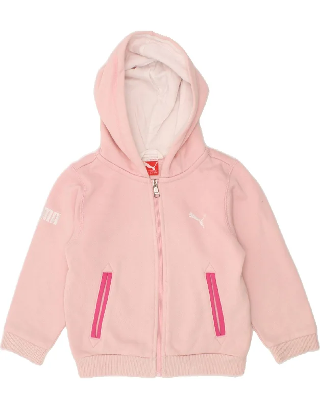 Cozy Fitting PUMA Baby Girls Graphic Zip Hoodie Sweater 18-24 Months Pink Cotton