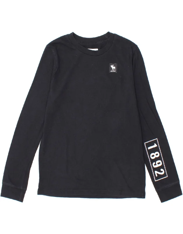 Integrated Design ABERCROMBIE & FITCH Boys Graphic Top Long Sleeve 11-12 Years Black Cotton