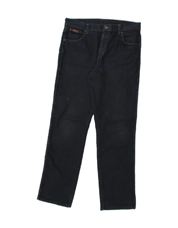 Playful Style WRANGLER Mens Texas Stretch Straight Jeans W36 L34  Navy Blue Cotton