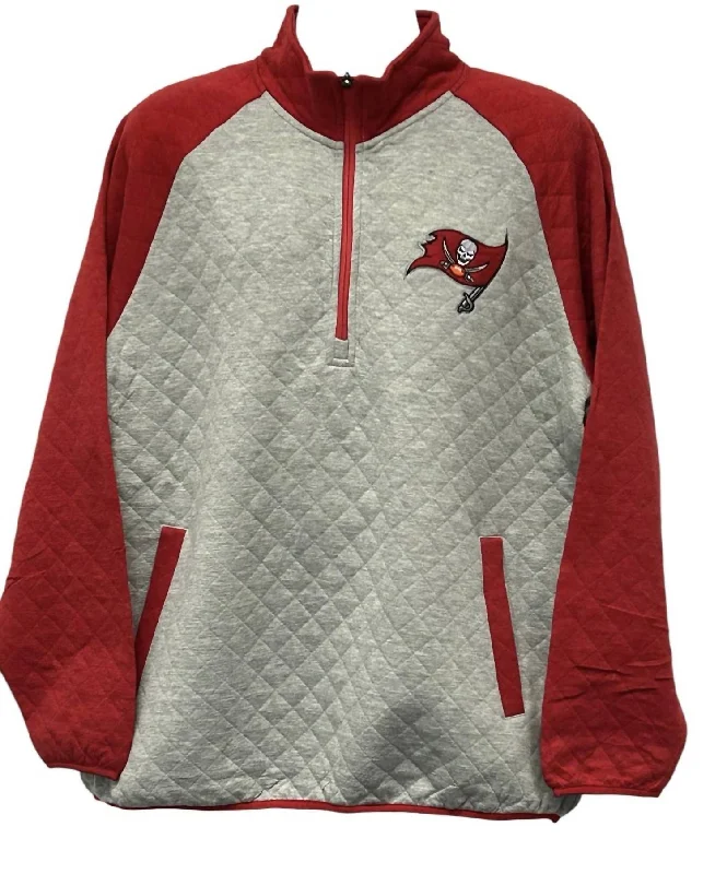 High-quality Fabrics Men's Tampa Bay Buccaneers 1/4-Zip Pullover In Grey