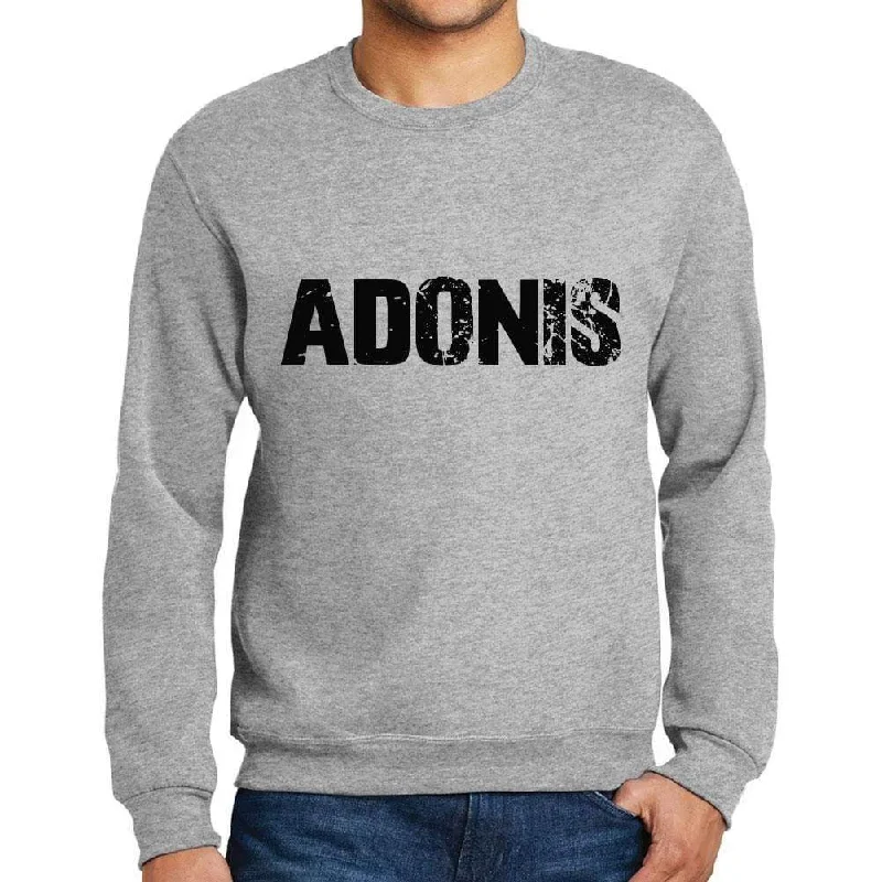 Soft Knitwear Men's Printed Graphic Sweatshirt Popular Words ADONIS Grey Marl
