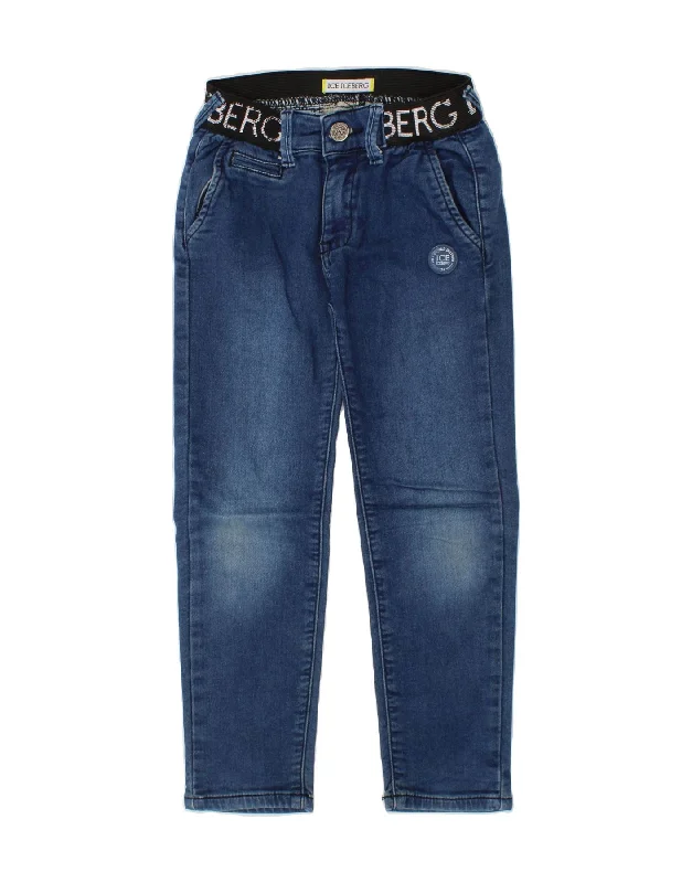 Simple Chic ICEBERG Boys Slim Jeans 5-6 Years W22 L19  Navy Blue Cotton