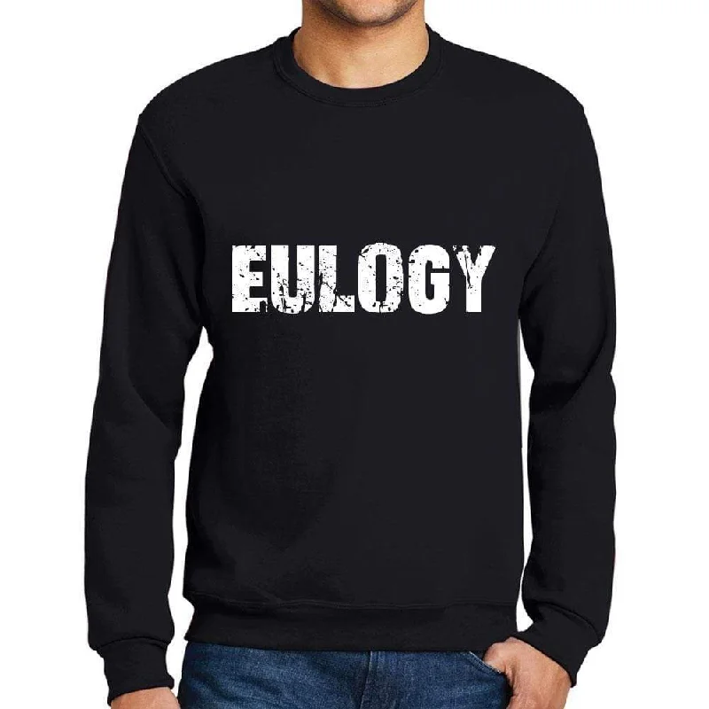 Simple Comfort Men's Printed Graphic Sweatshirt Popular Words EULOGY Deep Black