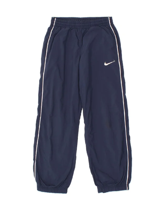 Luxury Style NIKE Boys Tracksuit Trousers Joggers 8-9 Years Small Navy Blue Polyester