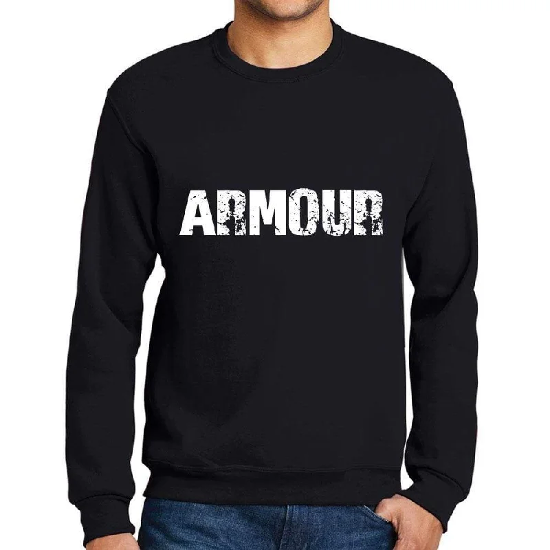 Urban Style Men's Printed Graphic Sweatshirt Popular Words ARMOUR Deep Black