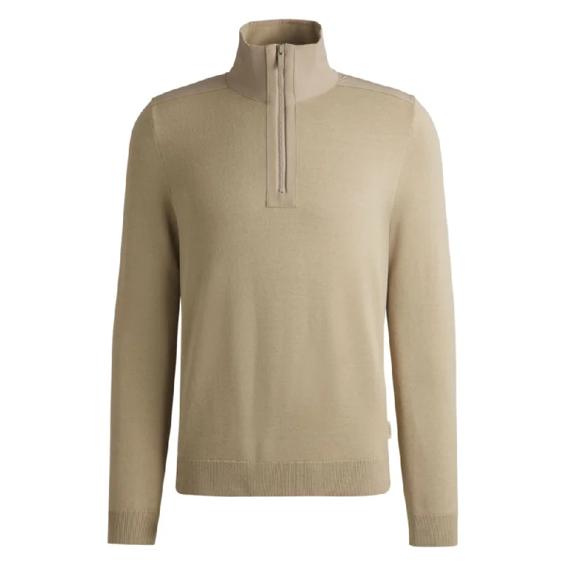 Comfortable Outfits Zip-neck sweater with softshell trims