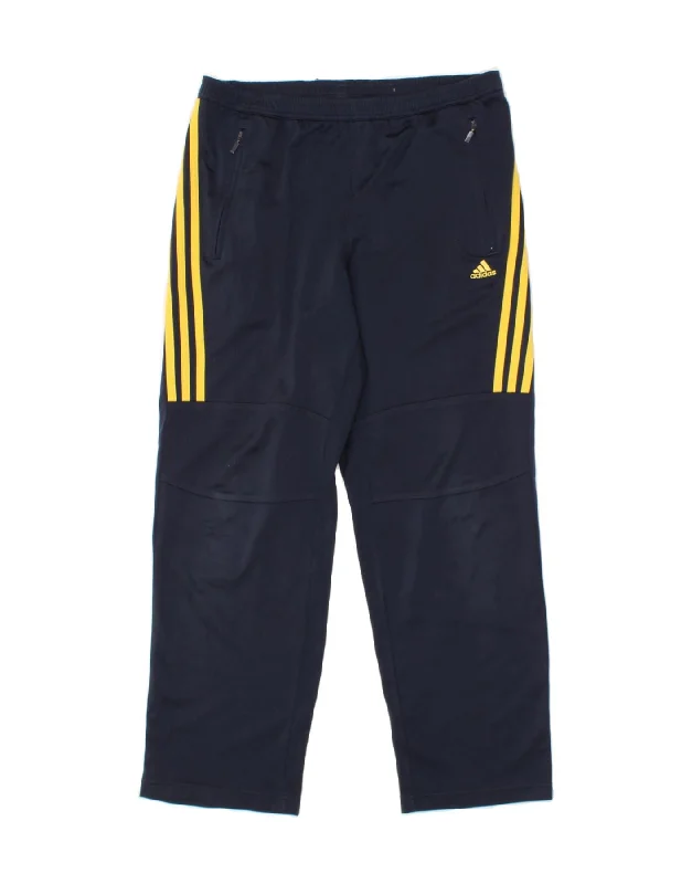 Body Design ADIDAS Boys Tracksuit Trousers 13-14 Years Navy Blue Polyester