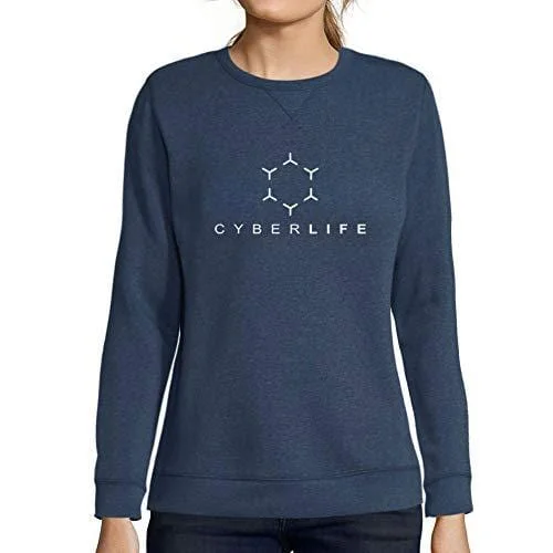 Breezy Comfort Ultrabasic - Femme Graphique Cyberlife Sweatshirt Action de Grâces Xmas Cadeau Idées Tee Gris Chiné Denim