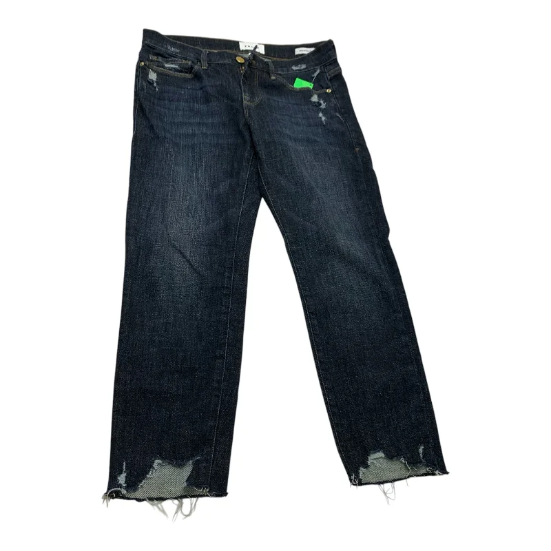 Celebrity Style Jeans Cropped By Frame In Blue Denim, Size: 2