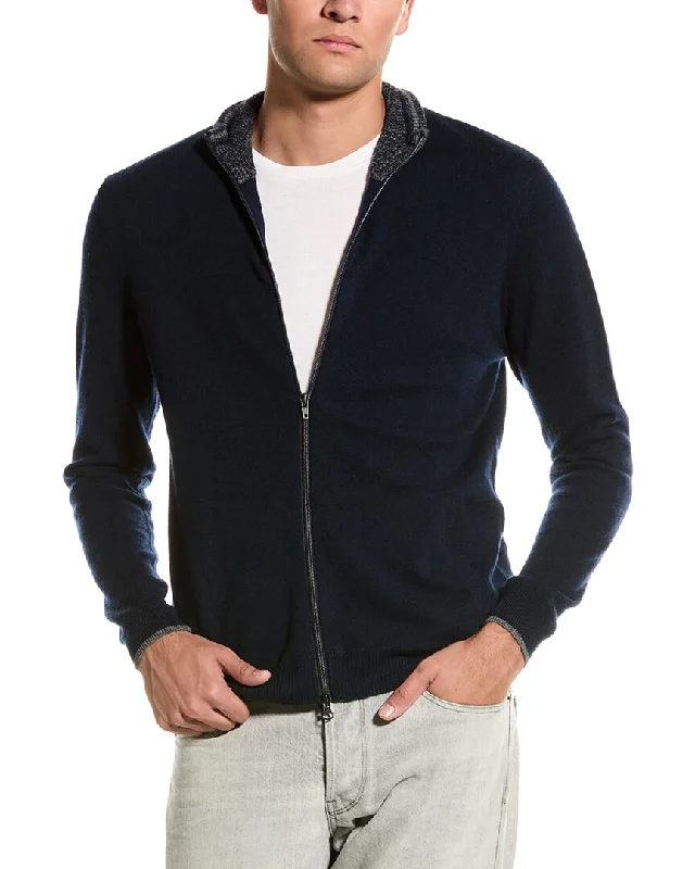 Elegant Fit Autumn Cashmere Marled Trim Cashmere Cardigan