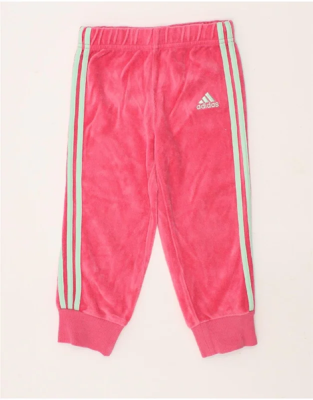 Cozy Street Style ADIDAS Baby Girls Joggers Tracksuit Trousers 18-24 Months Pink Cotton