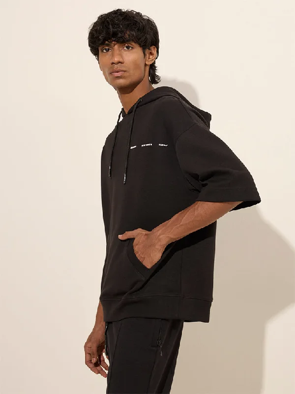 Soft Wearables Studiofit Black Relaxed-Fit Cotton-Blend Hoodie