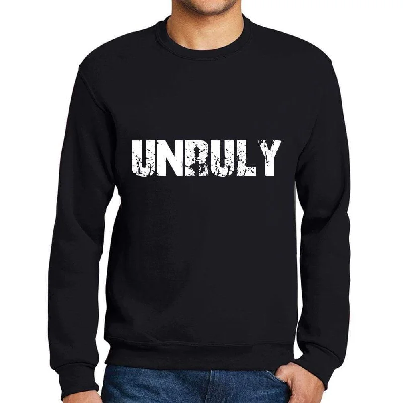 Simple Style Men's Printed Graphic Sweatshirt Popular Words UNRULY Deep Black