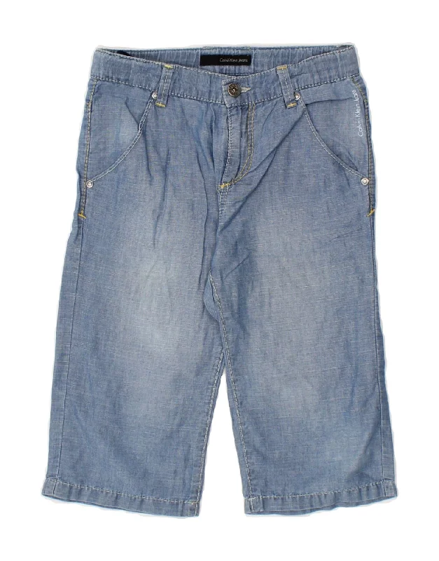 Innovative Design CALVIN KLEIN JEANS Boys Graphic Denim Shorts 7-8 Years W24 Blue Cotton