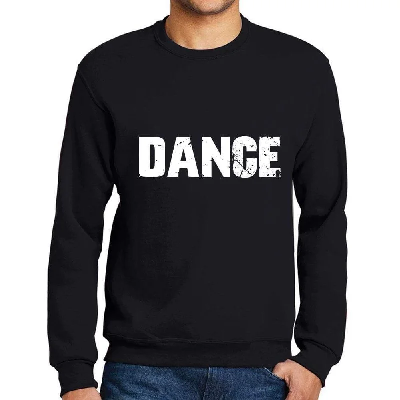Stylish Wear Men's Printed Graphic Sweatshirt Popular Words DANCE Deep Black