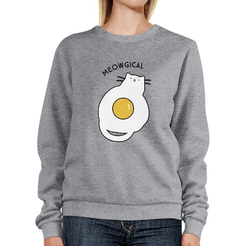 Carefree Meowgical Cat And Fried Egg Grey Sweatshirt