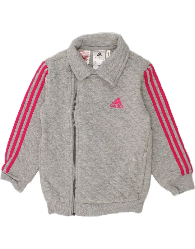 Cozy Essentials ADIDAS Boys Graphic Tracksuit Top Jacket 2-3 Years Grey Colourblock Cotton