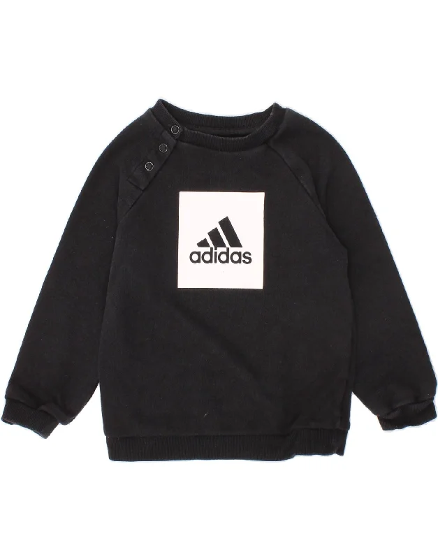 Relaxed And Casual ADIDAS Baby Boys Graphic Sweatshirt Jumper 12-18 Months Black Cotton