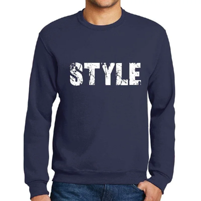 Nightclub Style Men's Printed Graphic Sweatshirt Popular Words STYLE French Navy