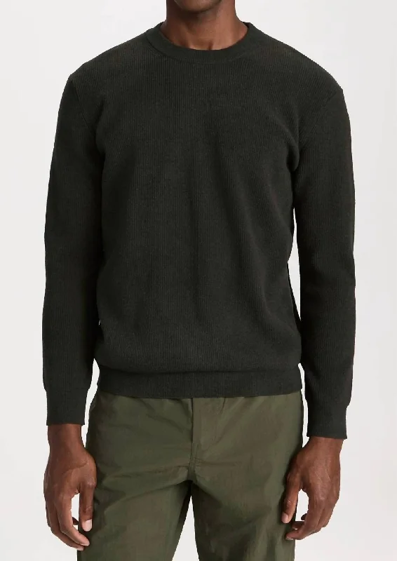 Printed Patterns Danny Lightweight Sweater In Dark Army
