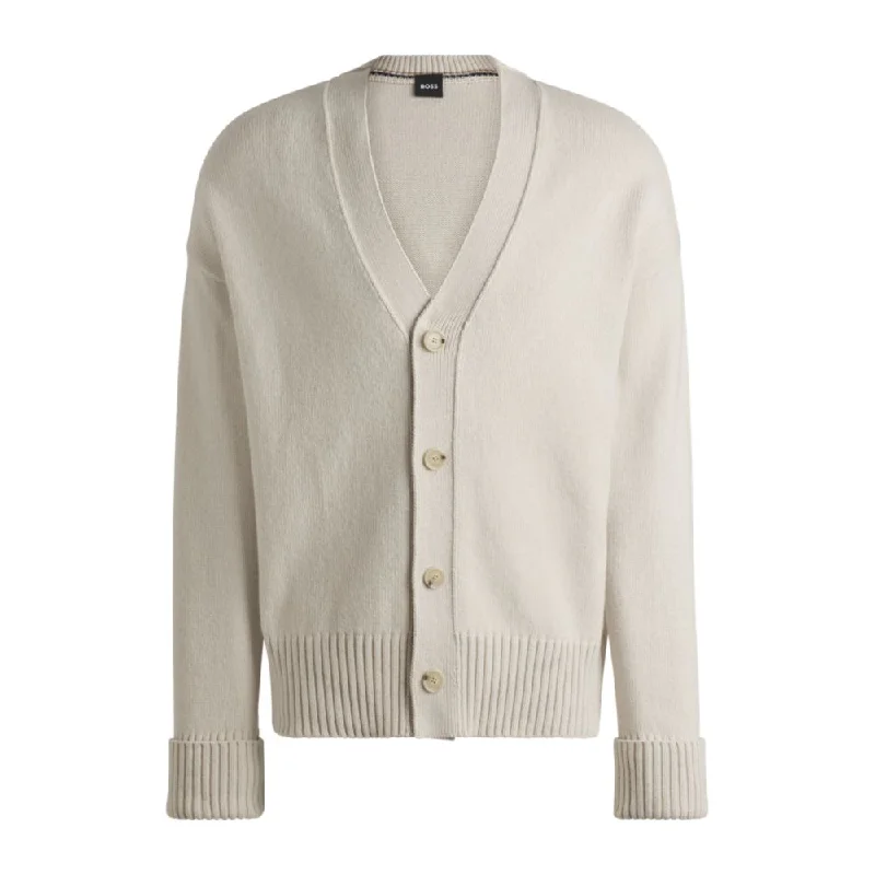 Effortless Comfort Relaxed-fit cardigan with button front and ribbed cuffs