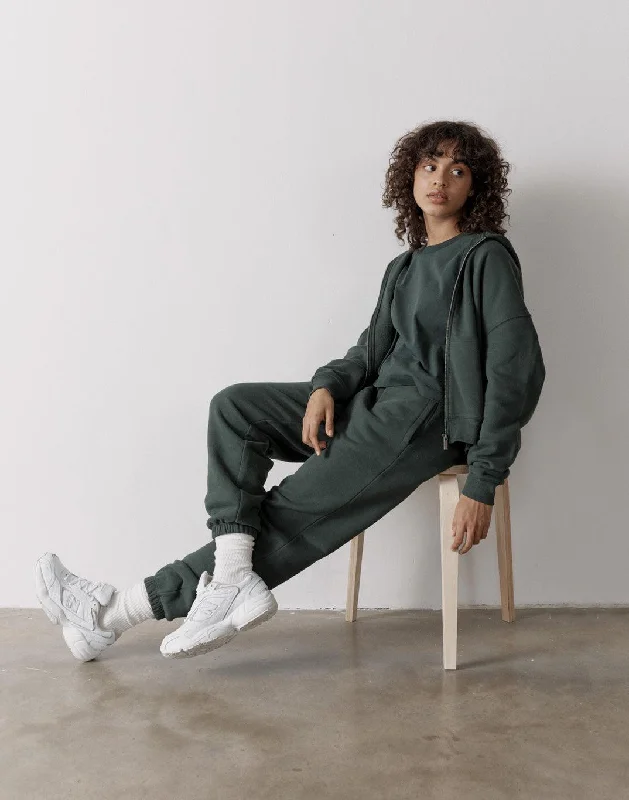 Minimal Style The Womens Full Zip Hoodie in Earth Green