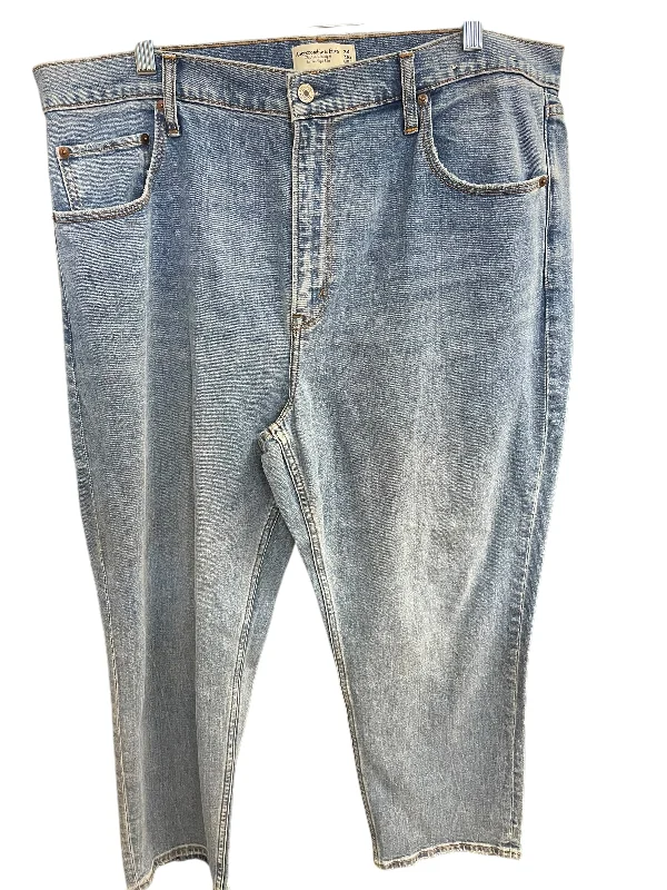 Floral Prints Jeans Straight By Abercrombie And Fitch In Blue Denim, Size: 18