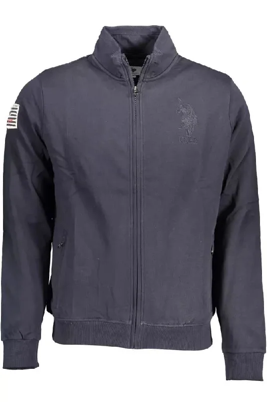 Comfortable Dresses U.S. POLO ASSN. Chic  Cotton Zip Sweater with Logo Men's Embroidery