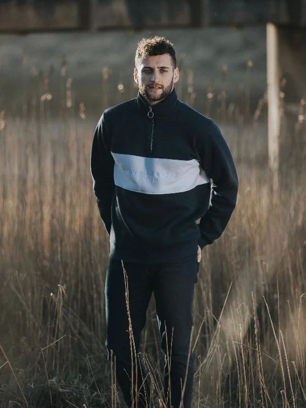 Cozy Street Style Cliff Road Unisex Quarter Zip - Navy