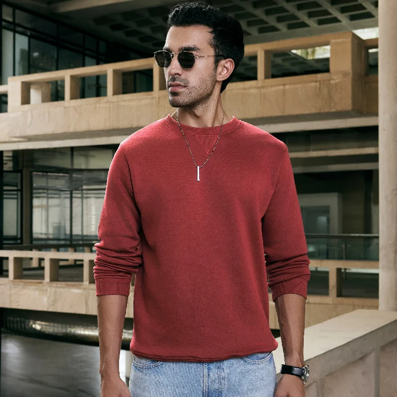 Windbreaker fashion Neo French Terry Cotton-Blend Sweatshirt Auburn Red