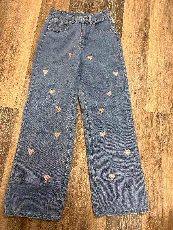Playful Style Jeans Straight By Shein In Blue Denim, Size: XS