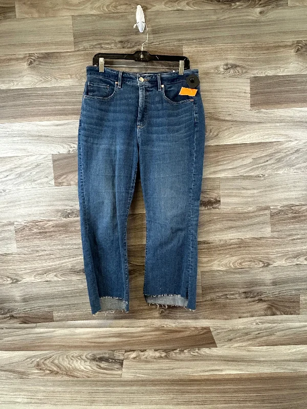 Youthful Street Fashion Jeans Cropped By Loft In Blue Denim, Size: 12