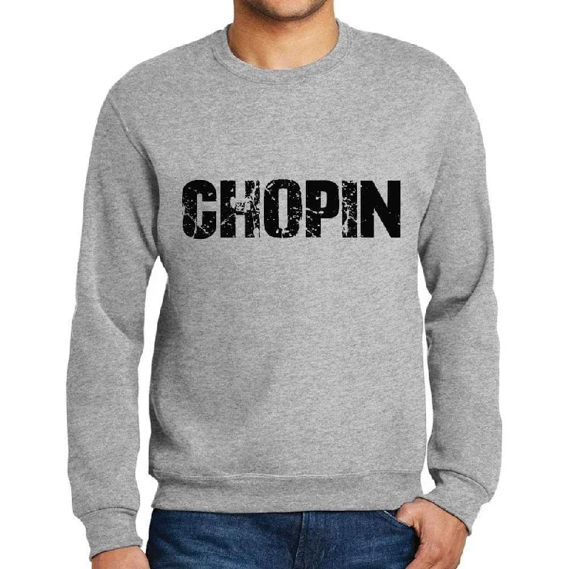 Soft Clothing Men's Printed Graphic Sweatshirt Popular Words CHOPIN Grey Marl
