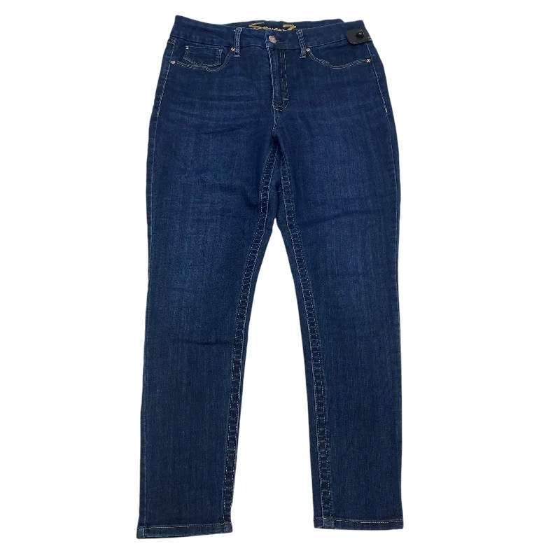 Unique Design Jeans Skinny By Seven 7 In Blue Denim, Size: 14