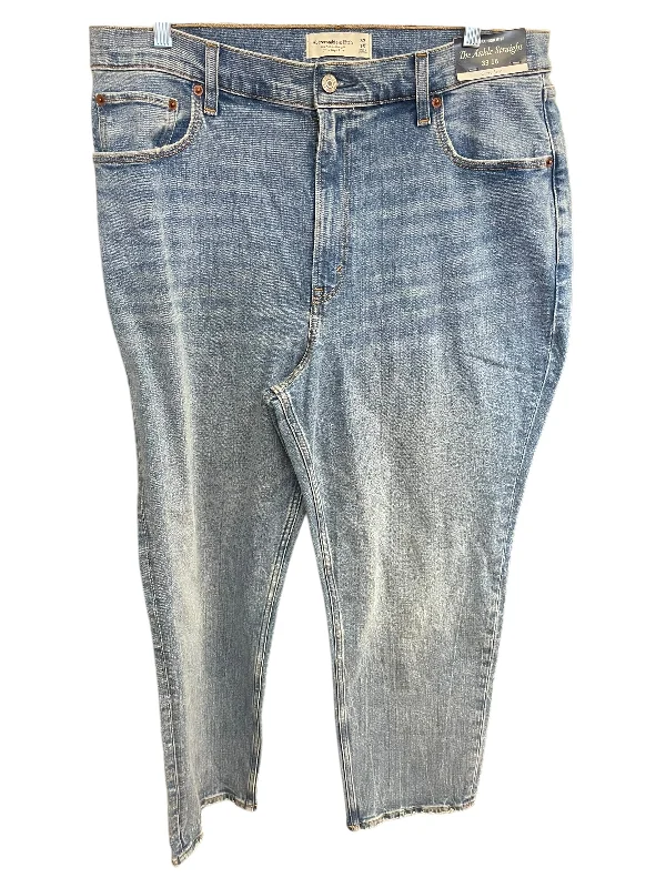 Loose Fit Jeans Straight By Abercrombie And Fitch In Blue Denim, Size: 16