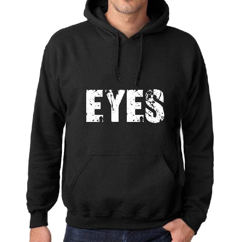 Floral Prints Men's Women's Unisex Printed Graphic Cotton Hoodie Soft Heavyweight Hooded Sweatshirt Pullover Popular Words EYES Deep Black