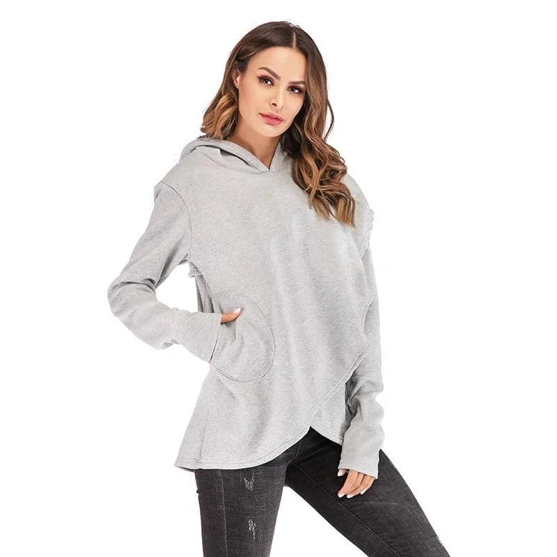 Noble Temperament Women Hoodies Sweatshirts 2019 Autumn Winter Plus Size Long Sleeve Pocket Pullover Hoodie Female Casual Warm Hooded Sweatshirt